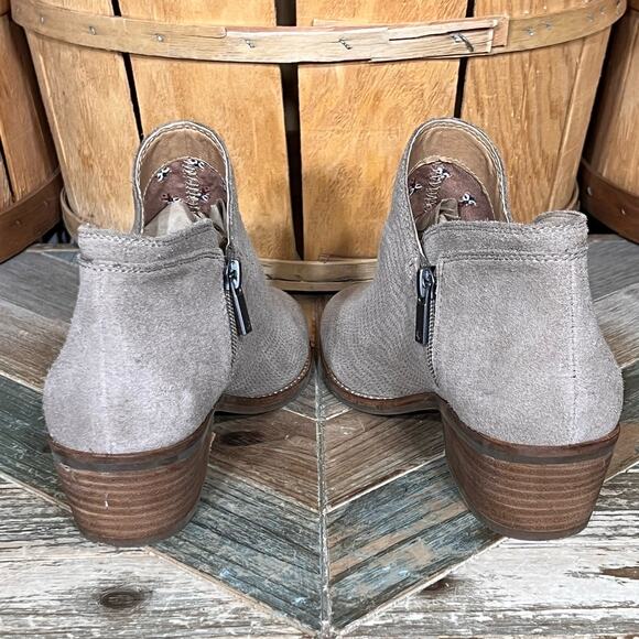 Lucky Brand Fhuna Taupe Gray Perforated Suede Zip-Up Ankle Boots Womens Size 9 - Picture 8 of 12